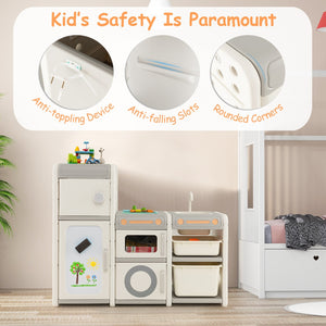 Multipurpose Toy Chest and Bookshelf with Magnetic Whiteboard-Gray view 8