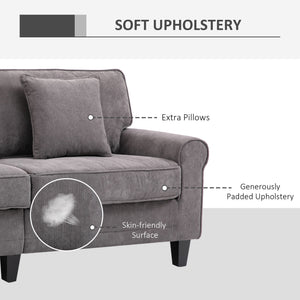 Modern 3 Seater Sofa, Corduroy Fabric 3 Seater Couch with Pine Wood Legs and Rolled Armrests for Living – view 17