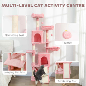 Cat Tree, 70" Multi-Level Cat Tower with 2 Condos, 2 Perches, Hammock, Toy Balls – view 24