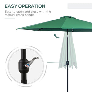 10' x 8' Round Market Umbrella, Patio Umbrella with Crank Handle and Tilt, Outdoor Parasol for Garden, Blue – view 25