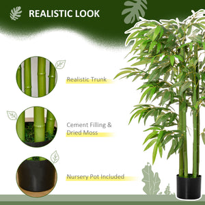 Set of 2 4.5FT Artificial Bamboo Tree Faux Decorative Plant in Nursery Pot for Indoor Outdoor Décor