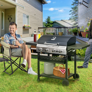 40,000 BTU Propane Gas Grill BBQ Cart with 4 Main Burners, 1 Side Burner, with Warming Rack – view 7