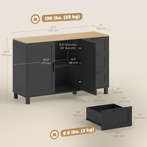 Buffet Cabinet with Soft-Close Doors, Modern Sideboard with 3 Drawers for Living Room, Kitchen – view 2