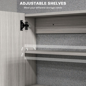 Bathroom Mirror Cabinet, Wall-Mounted Storage Organizer with Double Doors, Adjustable Shelf, White – view 11