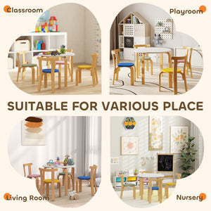 Qaba Wooden Kids Table and Chairs Set, Toddler Table and Chairs Set for 3-8 Years