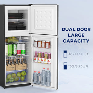Double Door Mini Fridge with Freezer, 4.6 Cu.Ft Small Refrigerator with Thermostat, Shelves – view 3