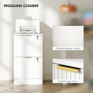Lockable Filing Cabinet with 2 Fluted Drawers, File Cabinet with Adjustable Hanging Rails for A4 Letter – view 14