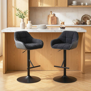 Bar Stools Set of 2, Swivel Counter Height Barstools with Back, Footrest, Armrests, Adjustable Height, Black – view 7