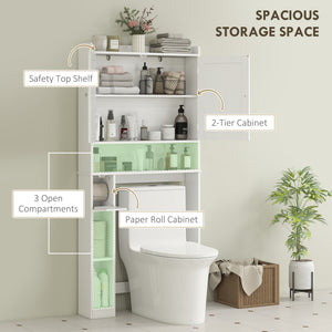 Modern Over the Toilet Storage Cabinet with 2 Doors, Above Commode Storage Cabinet with Toilet Paper – view 10