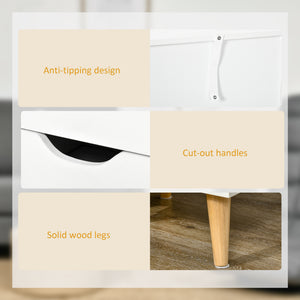 Bedside Table, Modern Nightstand with 3 Drawers, Side End Table with Wood Legs for Living Room, Bedroom, White