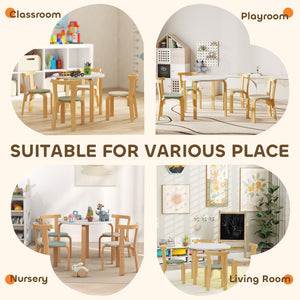 Qaba Wooden Kids Table and Chairs Set, Toddler Table and Chairs Set for 3-8 Years