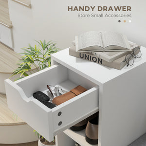 Upholstered Shoe Storage Bench w/ Seat, Entrance Bench w/ Drawer and 6 Open Shelves for Hallway, Grey – view 18