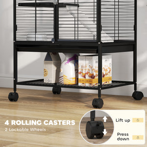 Rolling Small Animal Cage 34"H Chinchilla Cage for Ferrets, Squirrels w/ Removable Tray, Storage Shelf – view 5