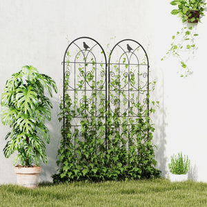 Set of 2 Metal Garden Trellis, Decorative Trellis Panels, Bird Design, 120 x 50 cm, Black – view 14