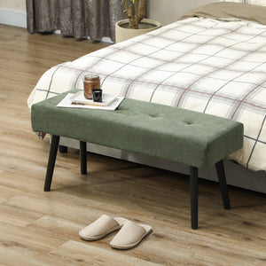 39" Upholstered Ottoman Bench, Corduroy Entryway Bedroom Bench with Padded Seat and Steel Legs for Bedroom – view 14