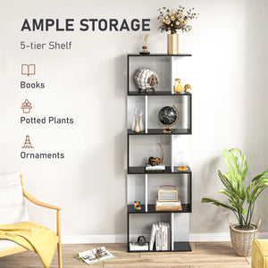 Modern Bookcase 5-Tier Display Shelf Storage Shelf Room Divider Living Room Home Office Furniture, Black