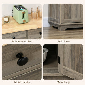 Modern Sideboard, Buffet Cabinet with Storage Cabinets, Drawers and Adjustable Shelves for Living Room, Washed Grey