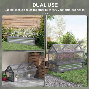 Raised Garden Flower Bed Kit with Greenhouse, Wooden Cold Frame Planter with Open Roofs, 48" x 24" x 32" – view 10