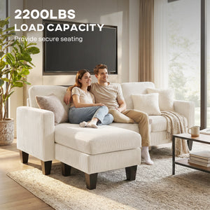 Sectional Sofa, L Shaped Couch, with Changeable Chaise or Ottoman, Dark Grey – view 13