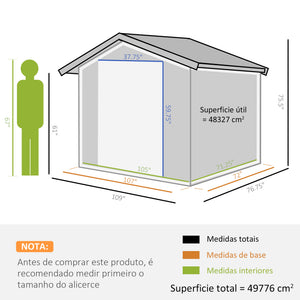9'x6.3'Garden Storage Outdoor Shed w/ Floor Foundation Outdoor Yard Metal Tool Storage House Grey White