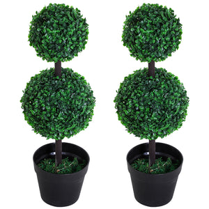 2 Ball Topiary Tree in Pot for Home Decor, Artificial Plant for Home Office, Living Room Decor, Dark Green – view 8
