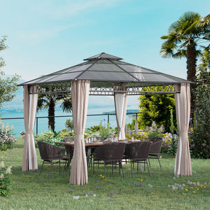 10' x 10' Outdoor Hardtop Gazebo Canopy w/ Double PC Roof, Steel Frame, Nettings – view 14