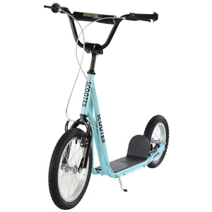 Aosom Youth Kick Scooter with Adjustable Handlebar and 16'' Inflatable Rubber Wheel for Kids and Teens 5+ Year Old