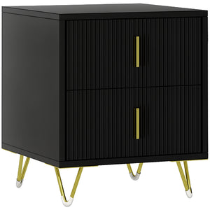 Bedside Table, Modern Nightstand with 2 Drawers, Side End Table with Metal Legs for Living Room, Bedroom – view 8
