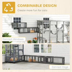 Cat Tunnel, Outdoor Cat Enclosure with Combinable Design, 8 Doors, 98" Kitty Toys for House, Window, Cage – view 3