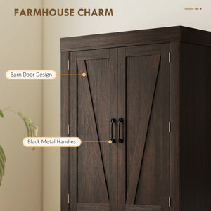 72" Kitchen Pantry Cabinet, Farmhouse Kitchen Storage Cabinet with 4 Barn Doors, 6 Door Shelves, Drawer – view 10