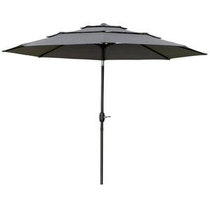 9FT 3 Tiers Patio Umbrella Outdoor Market Umbrella with Crank, Push Button Tilt for Deck – view 8