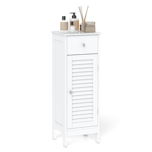 Narrow Bathroom Storage Cabinet with Adjustable Shelf and Drawer-White view 4