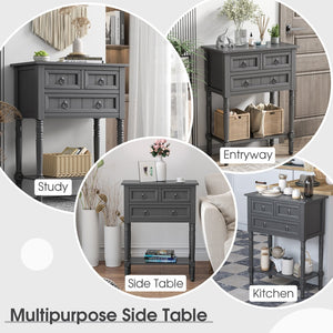 Narrow Console Table with 3 Storage Drawers and Open Bottom Shelf view 6