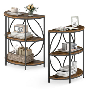 Narrow Side Table with Study Metal Frame and Storage Shelves-Rustic Brown view 4