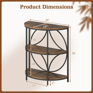 Narrow Side Table with Study Metal Frame and Storage Shelves-Rustic Brown view 5