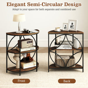Narrow Side Table with Study Metal Frame and Storage Shelves-Rustic Brown view 9