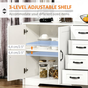 Modern Sideboard Buffet Cabinet with Drawers and Beadboard Door Cupboard Kitchen Storage Cabinet White – view 4
