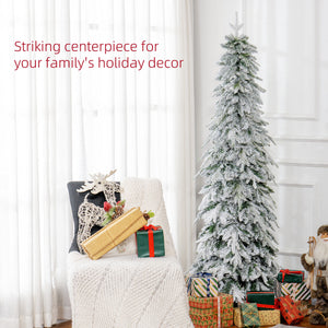 6ft Pencil Flocked Artificial Christmas Tree with 600 Branch Tips, Auto Open and Steel Base, Green – view 3