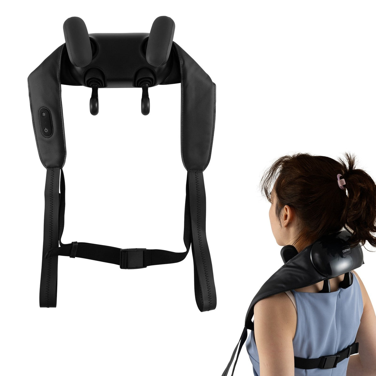 Neck Shoulder Massager with 2 Heat Levels for Pain Relief-Black view 2
