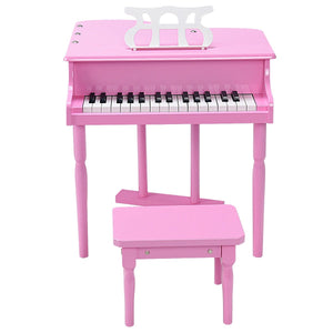 Musical Instrument Toy 30-Key Children Mini Grand Piano with Bench-Pink view 4
