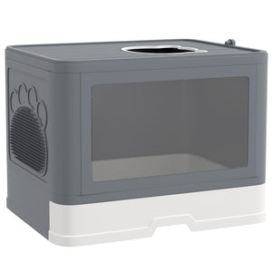 Cat Litter Box, Front Enter & Top Exit Cat Litter Tray with Scoop, Pull-out Tray, Easy to Clean, Green – view 8