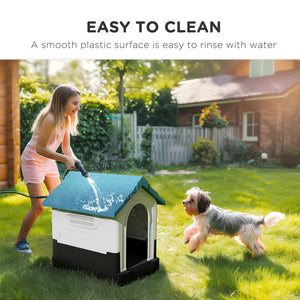 Outside Dog Kennel House with Windows, Base Support, for Garden Patio, Miniature Dogs, 64.5 x 57 x 66cm – view 4