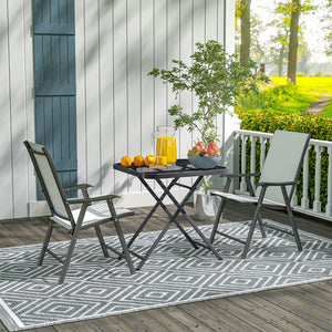 27.5" Square Outdoor Patio Table, Outdoor Folding Table with Grid Rattan-Like Top for Camping, Picnic, Black – view 7