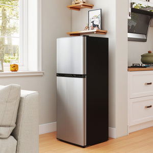 Double Door Mini Fridge with Freezer, 4.6 Cu.Ft Small Refrigerator with Thermostat, Shelves – view 14