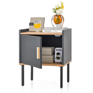 Nightstand Bedside End Table with Door Cabinet for Living Room Bedroom-Gray view 6