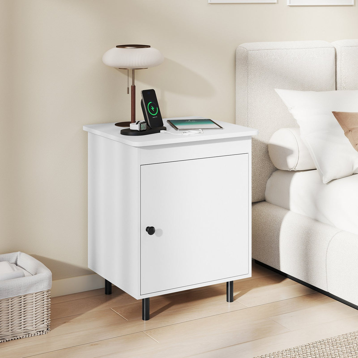 Nightstand Mid Century End Tables with Door-1 Pieces view 2