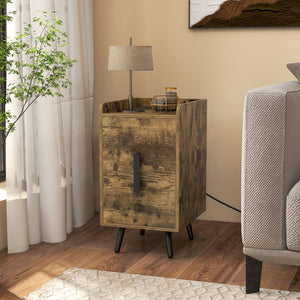 Nightstand Side Tables with 2 Drawers and 2 USB Ports-Rustic Brown view 2