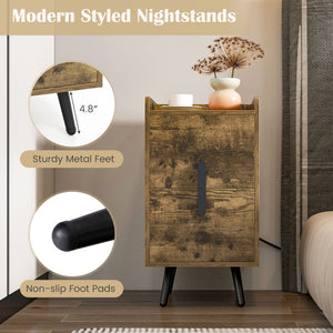 Nightstand Side Tables with 2 Drawers and 2 USB Ports-Rustic Brown view 9