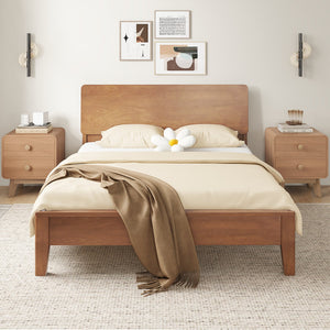 Nightstand with 2 Drawers Solid Rubber Wood Legs-Brown view 6