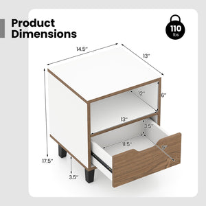 Nightstand with Drawer and Open Storage Shelf for Bedroom-White view 5